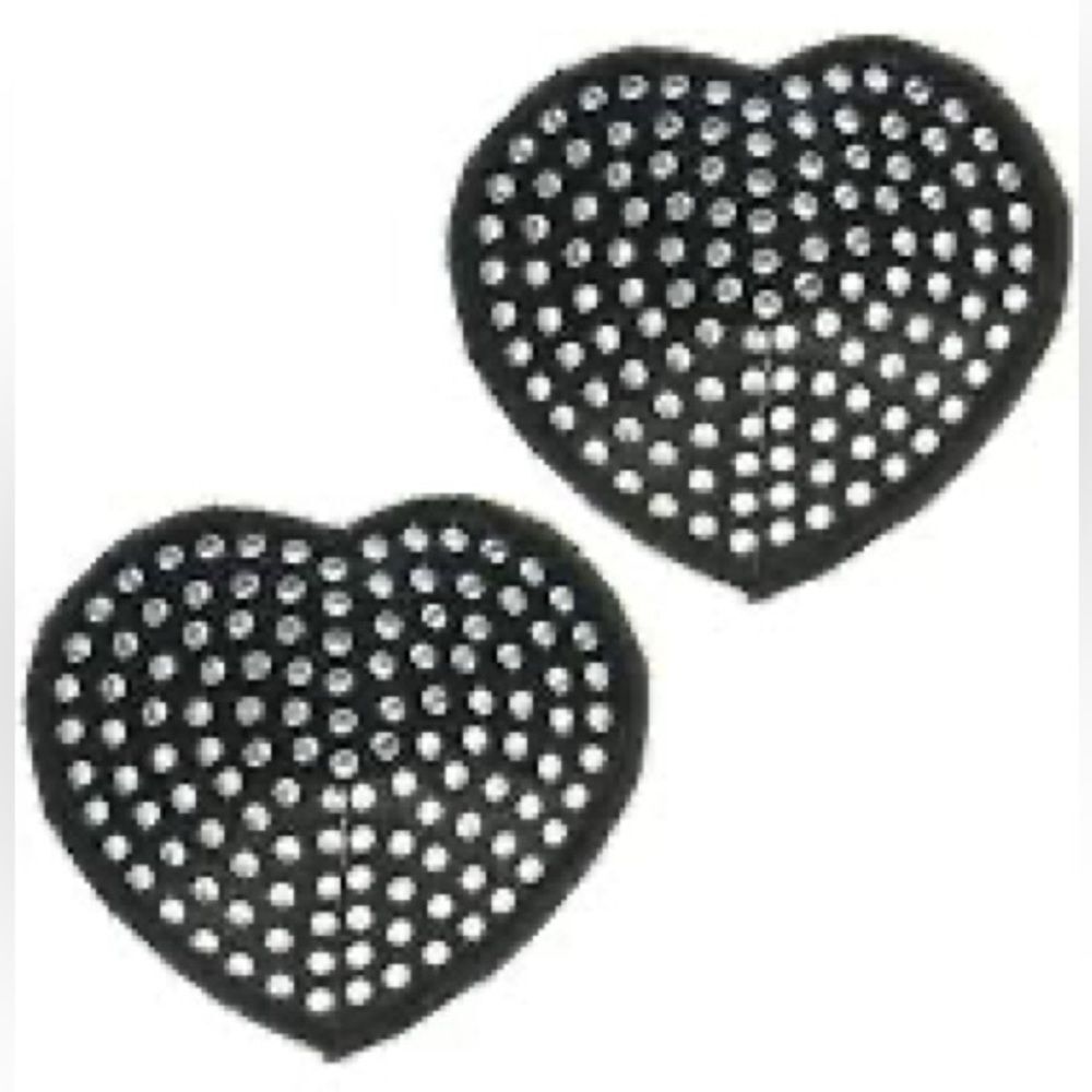 Gem-Covered Black Heart Pasties – Self-Adhesive, Handmade Sparkle Style